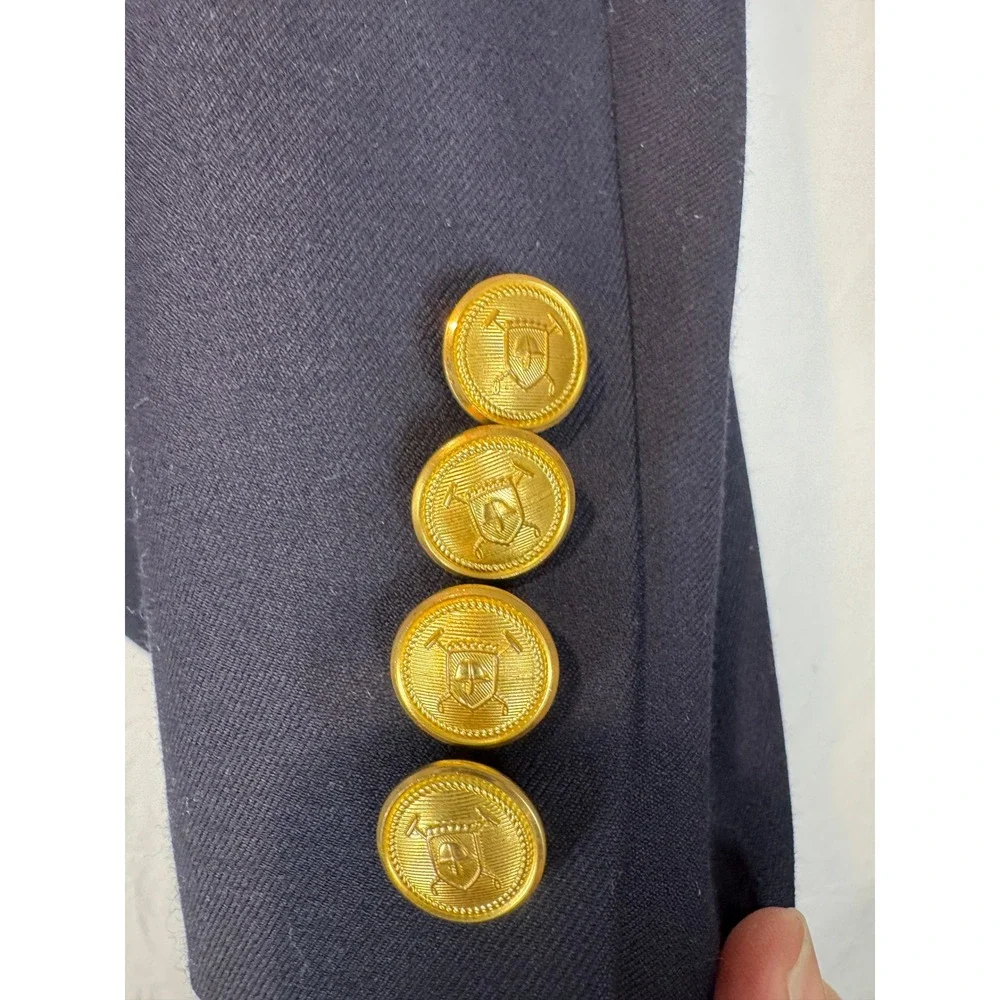 Lauren Ralph Lauren Wool Blazer Navy Men's 46L Wool Gold Buttons Business Casual